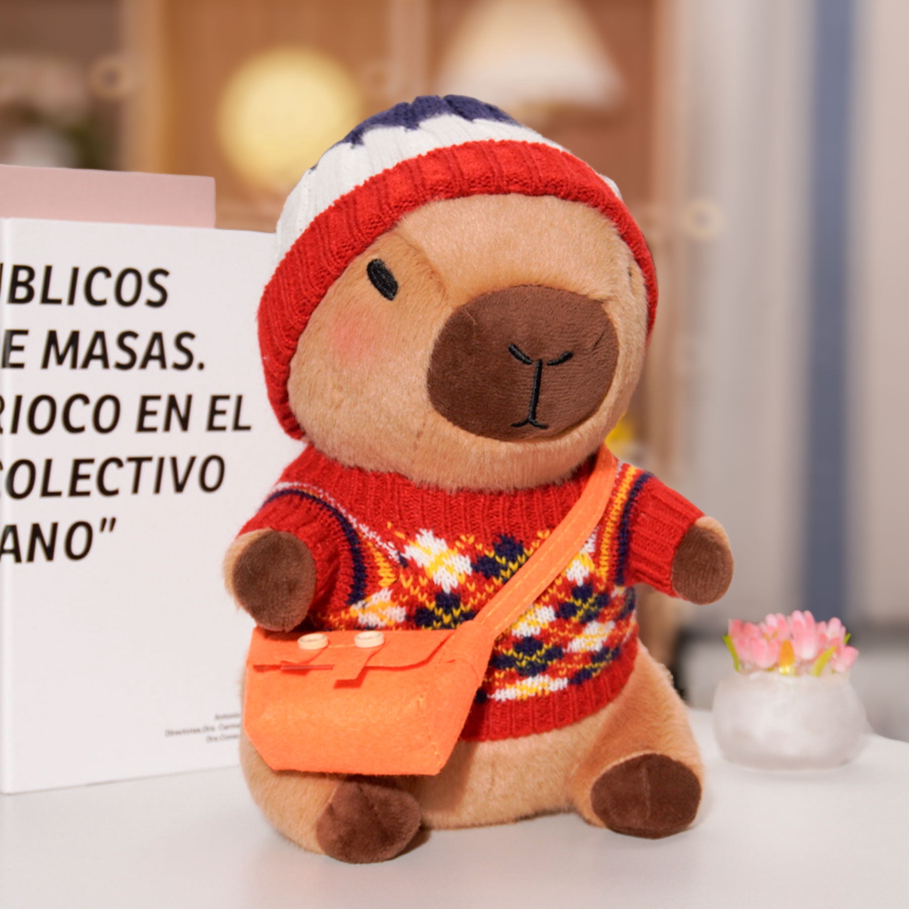 Dress-Up Capybara Plush Toy with Outfit & Accessories Set, Soft Stuffed Animal, 8/9/10-Piece Clothes & Bag Bundle, Gift for Kids