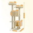 thumbnail image 3 of Demi Bonn 52" Cat Tree Tower with 2 Scratching Posts, 2 Perches, 2 Caves, Pompoms, Multi-Level Plush Cat Condo for Indoor Cats, Beige, 3 of 7