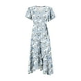 thumbnail image 7 of LOVZFMLL Summer Dresses for Women 2025 Elegant Classy V Neck Belted Wrap Maxi Dress Swing Flowy Floral Boho Sundress Wedding Guest Dress Blue C M, 7 of 7