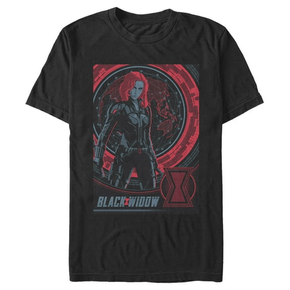 Men's Marvel Black Widow Infrared Globe  Graphic Tee Black 3X Large