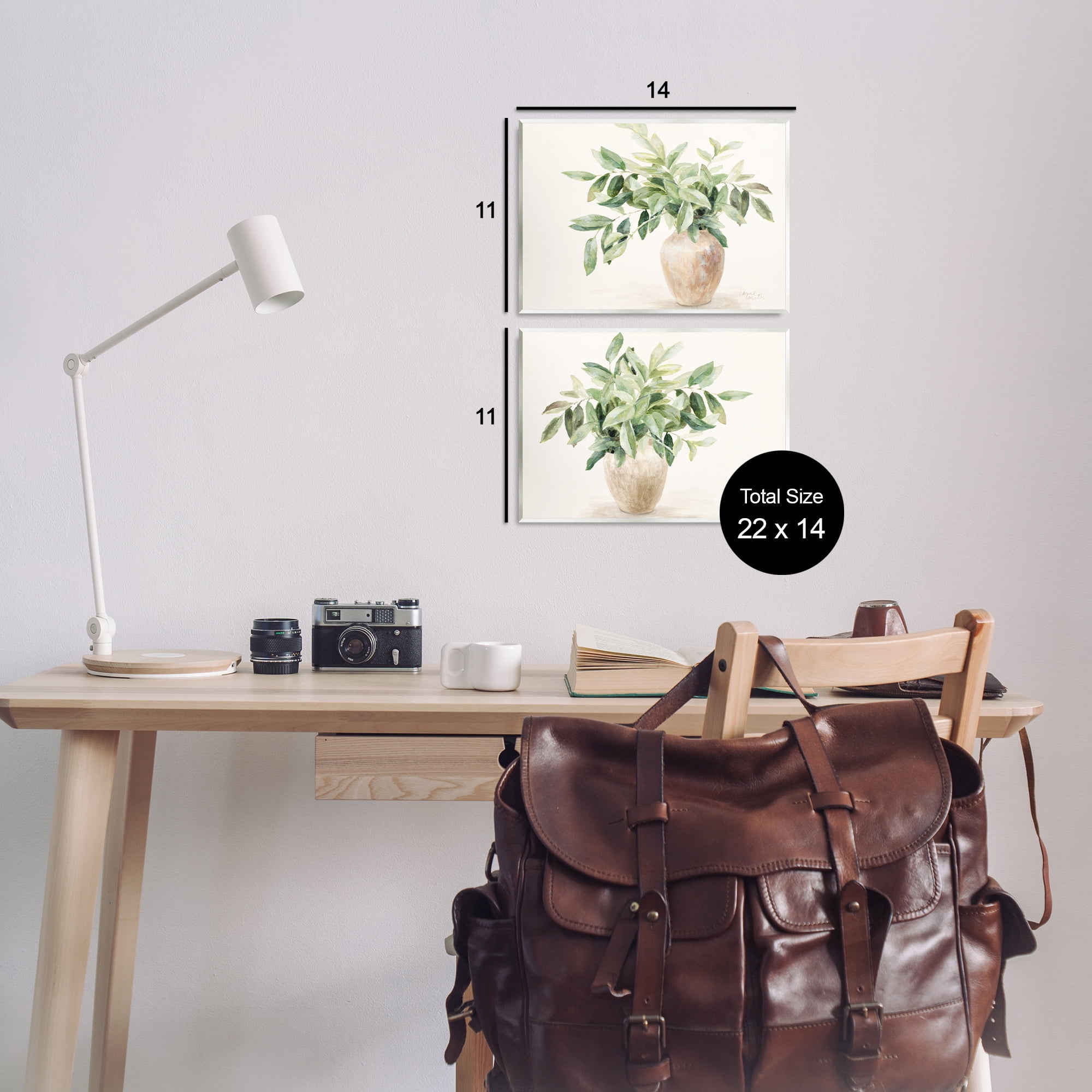 Stupell Industries Vase of Hardy Green Foliage Plants & Flowers Painting Unframed Art Print Wall Art, 14 x 11, Set of 2
