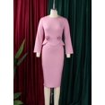 thumbnail image 4 of Pink Dress With 3D Floral Waist Detail Long Sleeve, 4 of 28