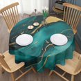 thumbnail image 3 of Green and Gold Marble Glitter Waves Pattern Round Tablecloth 60"x60",Wrinkle Wipeable Table Cloth for Kitchen Dining Room Picnic Patio Party, 3 of 6