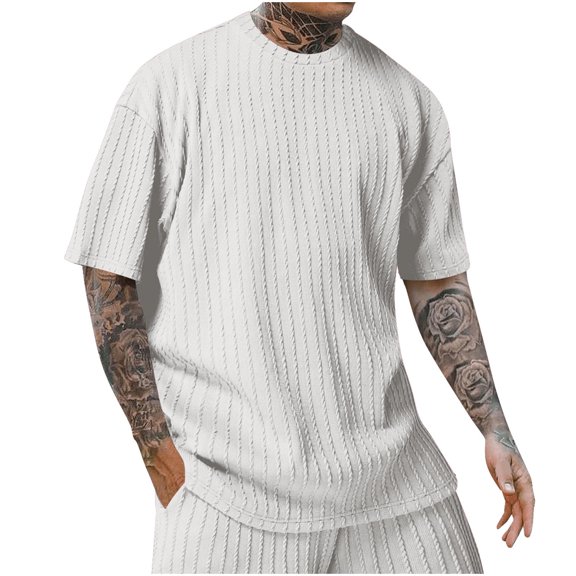 Enridrech Men's Trendy Tee Comfortable Textured Short Sleeve T Shirts for Men Casual Stylish Crew Neck Tees Top