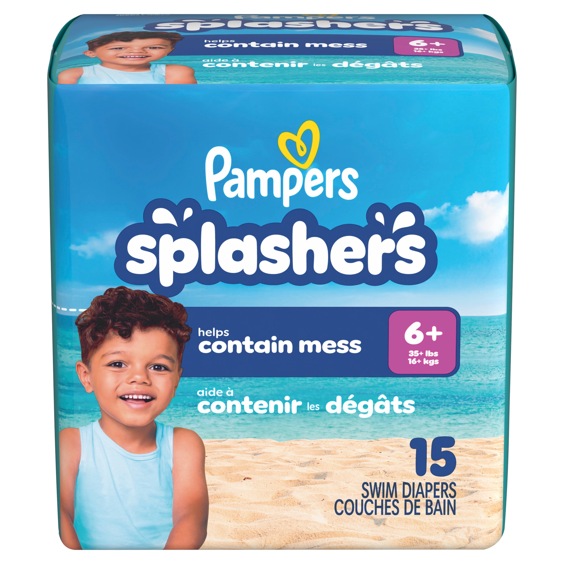 Pampers Splashers Swim Diapers, Size 6+, 15 Count (35+ lbs)