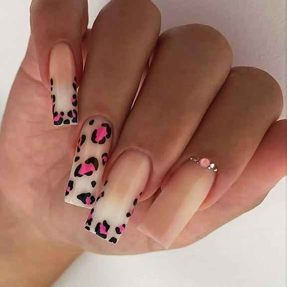 Coffin Press on Nails Glossy Fake Nails Stick on Nails in 12 Size,24Pcs French Nails Tips for DIYS Nails Art Decorations