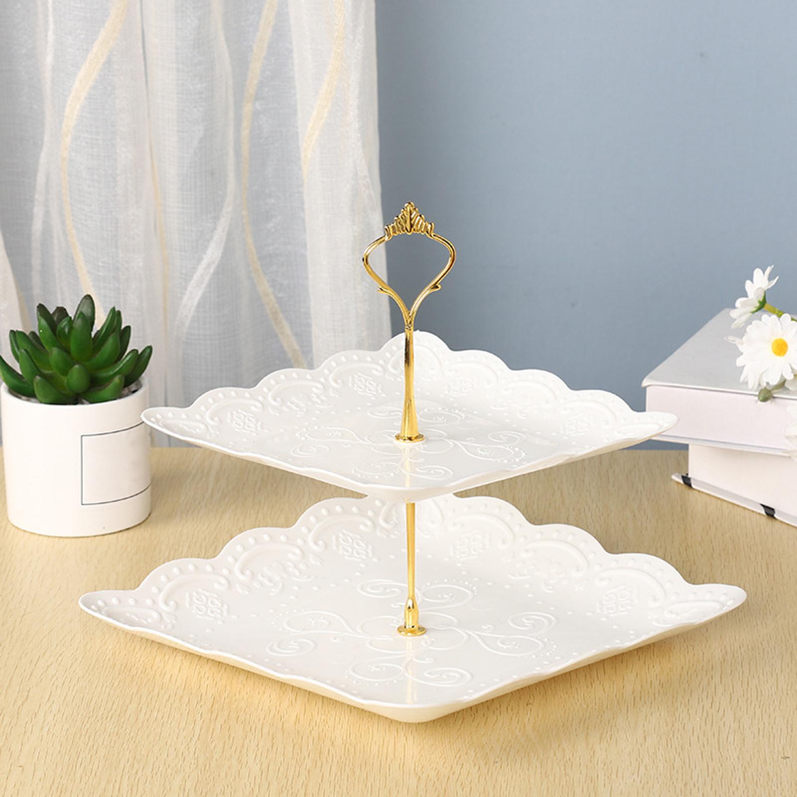 European Cake Plate Cupcake Stand Cake Holder Serving -Cake Stand- Fruit  Plate Serving Tray Dessert Plate Decorating Display Plate Square Golden 