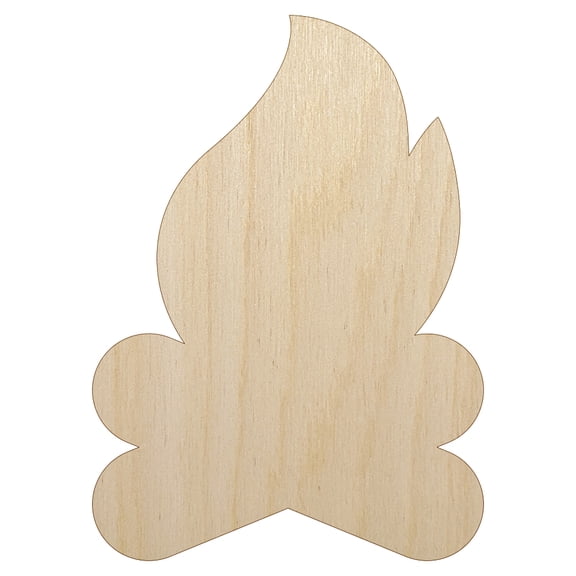 Campfire Fire Symbol Wood Shape Unfinished Piece Cutout Craft DIY Projects - 4.70 Inch Size - 1/4 Inch Thick