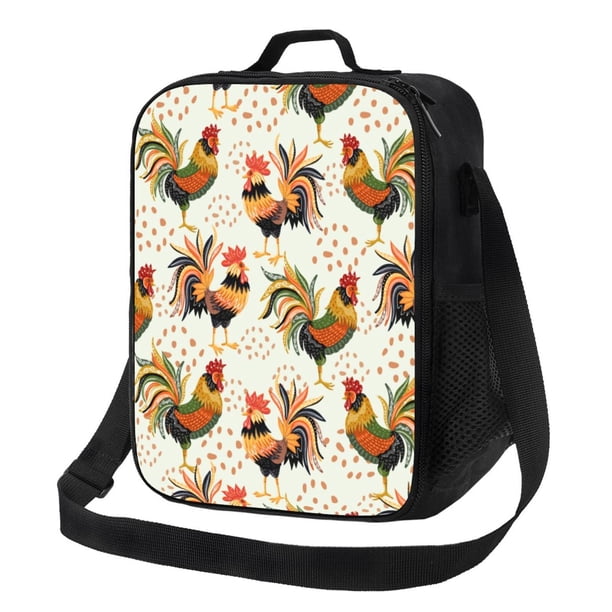 Balery Colorful Roosters Caja de Almuerzo y Bolsa de Almuerzo para Hombres y Mujeres, Bolsa de Almuerzo Reutilizable con Gran Capacidad, Bolsa de Almuerzo Aislada