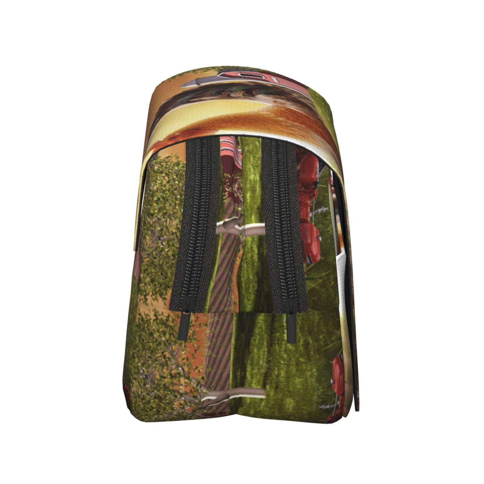 Rateoe Country Farm Morning Rooster Pattern Double Clamshell Pen Case, Storage Organizer with Two Zipper Compartments– Holds Up to 50 Pencils & Pens