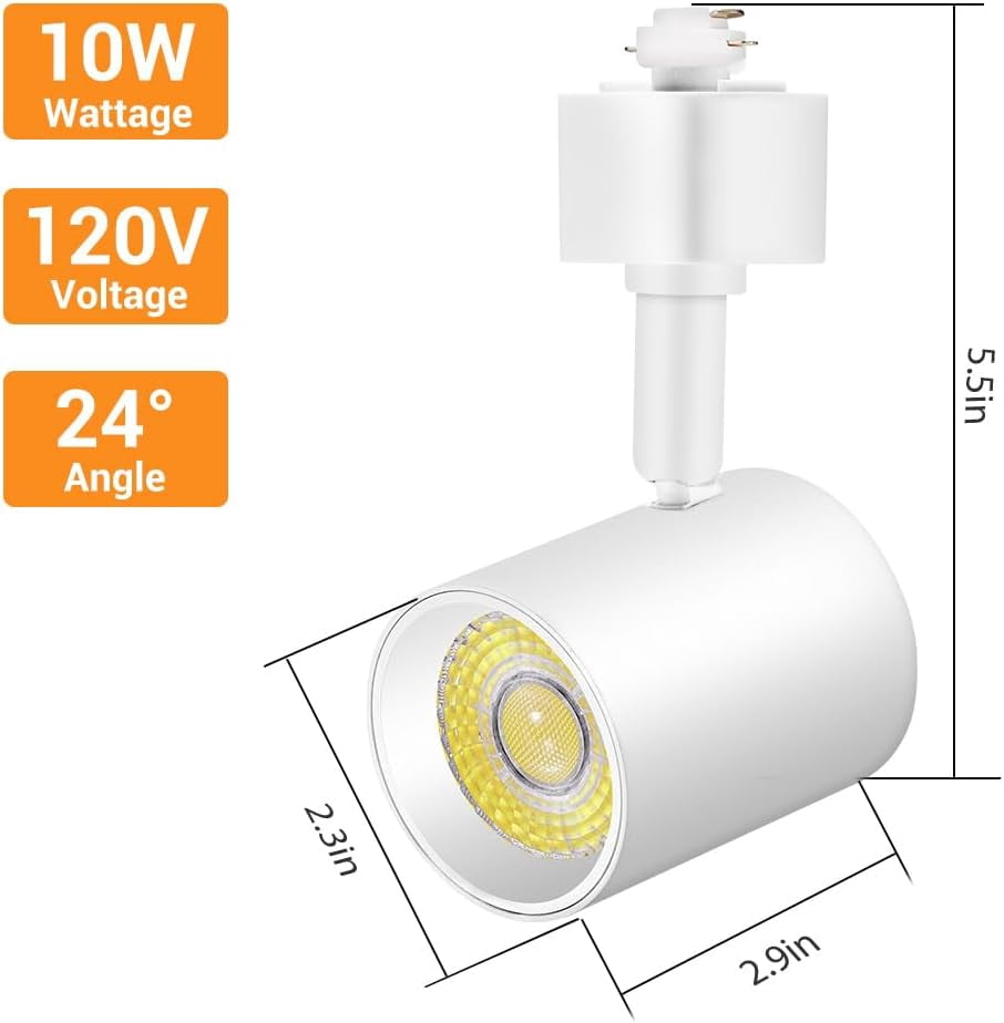 VANoopee 5-Color 6-Light LED Track Lighting Kit with 6.6FT H Type Track Lighting Rail, LED Track Light Heads Dimmable Modern Kitchen Track Lighting Fixtures Ceiling Spotlight, CRI90+ 10W 800lm White