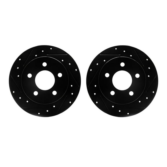 Dynamic Friction Company Rear Brake Rotors-Drilled and Slotted-Black 8002-54238