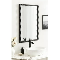 Kate and Laurel Endicott Modern Geometric Rectangle Wall Mirror, 24 x 36, Black, Rectangular Dimensional Pieced Wood Mirror for Use as Bathroom Mirror for Over Sink or Cute Nursery Mirror