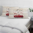 thumbnail image 3 of Valentine's Day Pillow Covers, Linen Long Throw Pillow Case, Love Heart Roses Romantic Wooden Holiday Pillow Protector Decorative Cushion Cover for Living Room/Bedroom 12" x 20", 3 of 8