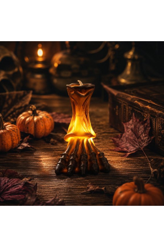 Halloween Skeleton LED Candle Light, 5.51"2.36", Electronic Tealight Lamp for Table Mantel Shelf Spooky Season Gothic Accent