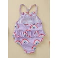 thumbnail image 3 of stylesilove Baby Toddler Girls Rainbow Print One-Piece Swimsuit Ruffle Crisscross Back Bathing Suit Beach Swimwear (24 Months, Lilac), 3 of 7