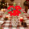 thumbnail image 6 of Christmas Artificial Poinsettia Bouquet with Red Berry for Vase Fillers, Home Holiday Bush, Indoor Floral, Cemetery Flowers, Centerpieces, 6 of 6