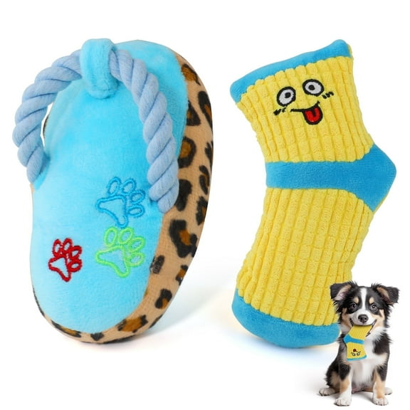 Jewyow Dog Toys for Small Dogs, Shoes and Sock Dog Toys Squeaky Set, Training Puppy, Chew Level 1