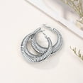 thumbnail image 6 of [Clearance] Stainless Steel Stripe Hoop Earrings for Women 40mm Thick Huggie Hoops Simple Minimalist Ear Jewelry Gift on Clearance, 6 of 8