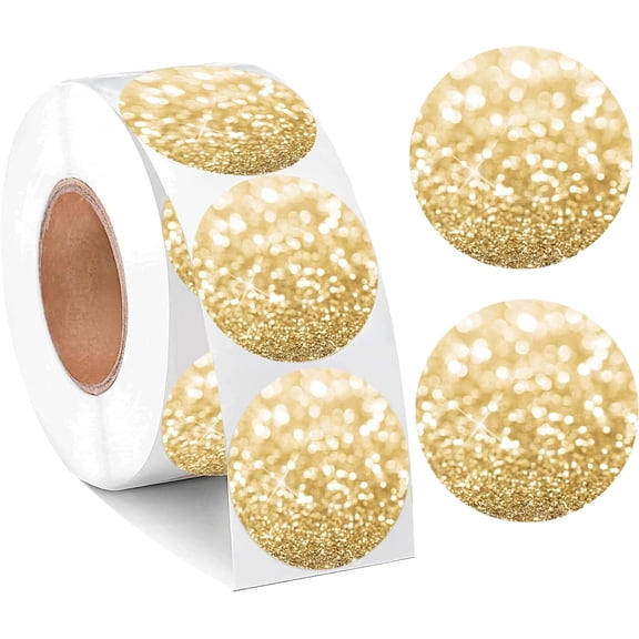 Gold Shiny Thermal Stickers for Holiday Supply 2inch Self Adhesive Circle Directly Print Labels 250Pcs