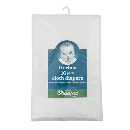 Gerber Baby Organic Cotton Prefold Birdseye Cloth Diapers with Absorbent Pad, (Best Organic Cotton Baby Clothes)