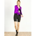 thumbnail image 3 of INSPIRE CHIC Women's Costume Stand Collar Metallic Zip Crop Length Bomber Jacket, 3 of 6