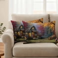 thumbnail image 2 of Country Forest Outdoor Waterproof Pillow Covers, Fall Farmhouse Trees Cabin Nature Scenery Decorative Rectangle Throw Pillowcase Sofa Cushion Sham for Patio/Couch/Chair, 20"x12" 2 Pack, 2 of 8