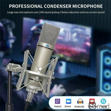 Professional Cardioid XLR Condenser Microphone, Studio Recording Mic For Podcasting, Voice Over, Streaming, Home Studio Use,U87