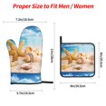 thumbnail image 2 of Honeii Beach Starfish Shell Pattern Oven Mitts and Pot Holders, Silicone Oven Gloves,500 F Heat Resistant Oven Mitts Sets, 4PCS, 2 of 6