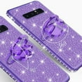thumbnail image 4 of Samsung Galaxy S10 Plus/S10+ Case Cute Ring Stand Glitter Phone Case Cover, Bling Diamond Rhinestone Bumper Sparkly Kickstand Clear Girls Women for Galaxy S10+/S10 Plus - Purple, 4 of 5