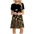 thumbnail image 1 of Vestido suelto casual de manga corta con estampado floral y estampado de girasol para mujer Pompotops  ghjkhdj10709, 1 of 1