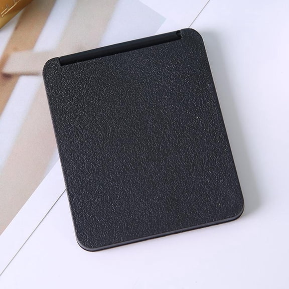 black portable double-sided square makeup mirror for travel, a small mirror that can stand up in student dormitories, a desktop makeup mirror
