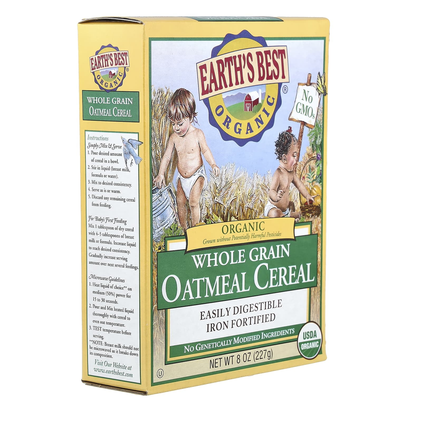 Pack of 1 Earth's Best Organic Whole Grain Oatmeal Cereal, 8 Ounce
