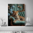 thumbnail image 5 of Mudket Leopard on Emerald Green Velvet Sofa Canvas Wall Art, Vintage French Luxury Wall Pictures for Living Room Print for Apartment Home Decor , Framed Ready to Hang - 12"L x 8"W, 5 of 9