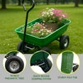 thumbnail image 3 of Litake Wheelbarrow Garden Cart, Heavy Duty Home Utility, Four-Wheel Home Garden Yard Utility Wheelbarrow Cart with Built-in Stand,(Green), 3 of 5