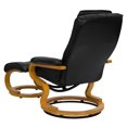 thumbnail image 2 of Contemporary Black Leather Recliner and Ottoman with Swiveling Maple Wood Base, 2 of 9