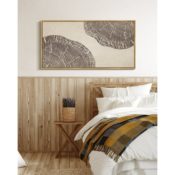 SHENIFY Farmhouse Vintage Wall Art Large 20x40in Natural Framed Set Gray Wood Tree Ring Spirals Nature Abstract Drawings Rustic Modern Art Decor for Kitchen Bathroom Hanging Decoration