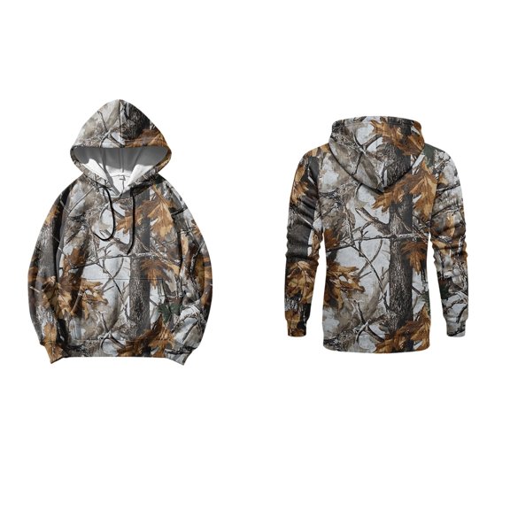 GrmtClth Men No Print Realtree Camouflage Hoodie Male Leisure Pullover Adjustable Drawstring Hood Kangaroo Pocket Loose Fit Tops Breathable Autumn Daily Street Outfit