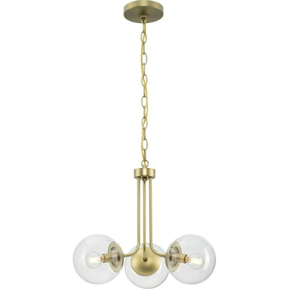 Avec Merrit Collection 3-Light Brushed Gold Contemporary Chandelier with Clear Glass Globe Shades