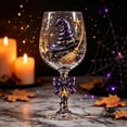 thumbnail image 3 of Halloween Wine Goblets,Clear Stemmed Glass with Witch Hat and Star Pattern Decor,for Festival Dinner Table and Holiday Party Supplies, 3 of 5