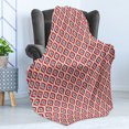 thumbnail image 4 of Ikat Soft Flannel Fleece Throw Blanket, Revival Pattern Classical Diamond Line Pattern with Traditional Design Elements, Cozy Plush for Indoor and Outdoor Use, 50" x 60", Red Blue Beige, by Ambesonne, 4 of 5