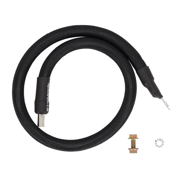 Rockville CZG2B 0 AWG Gauge Tinned OFC 2.5 Foot Car Audio Ground Wire Kit Black