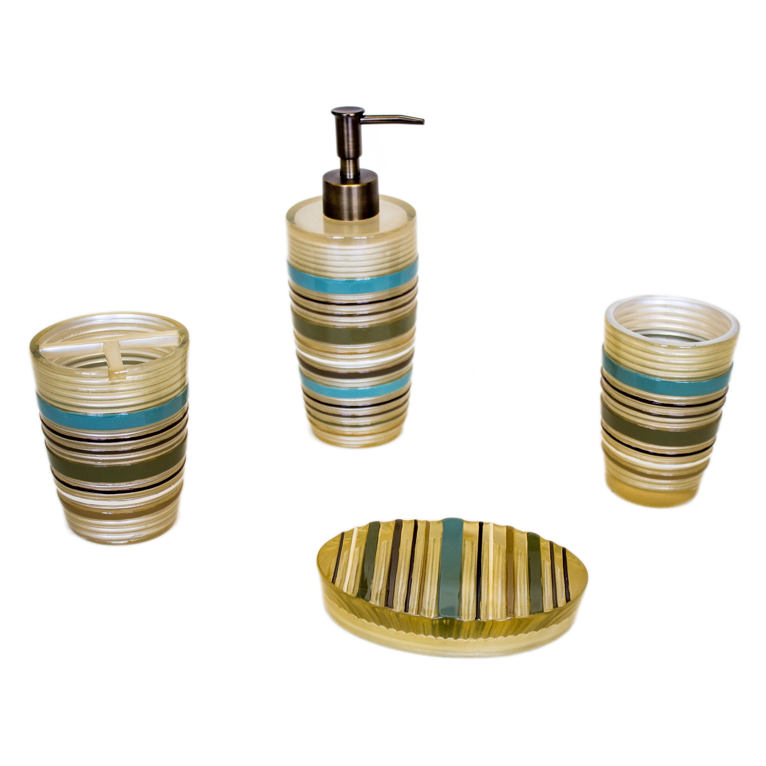 LTD 18 Pieces Mason Jar Floral Bathroom Accessory Set Decor Blue 