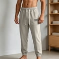 thumbnail image 2 of Mens Casual Pants Joggers Drawstring Tapered Sports Pants Hiking Outdoor Jogging Sweatpants Pants Big and Tall Size S-4XL Khaki, 2 of 7