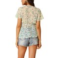 thumbnail image 3 of Allegra K Women's Floral Summer Short Flare Sleeve V Neck Peplum  Blouse, 3 of 6