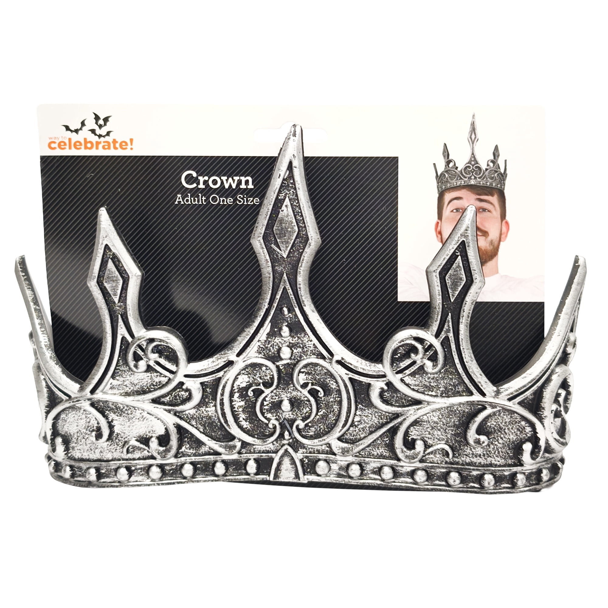 Crown Costume Accessory for Adults, Gray and Black, Halloween by Way To Celebrate