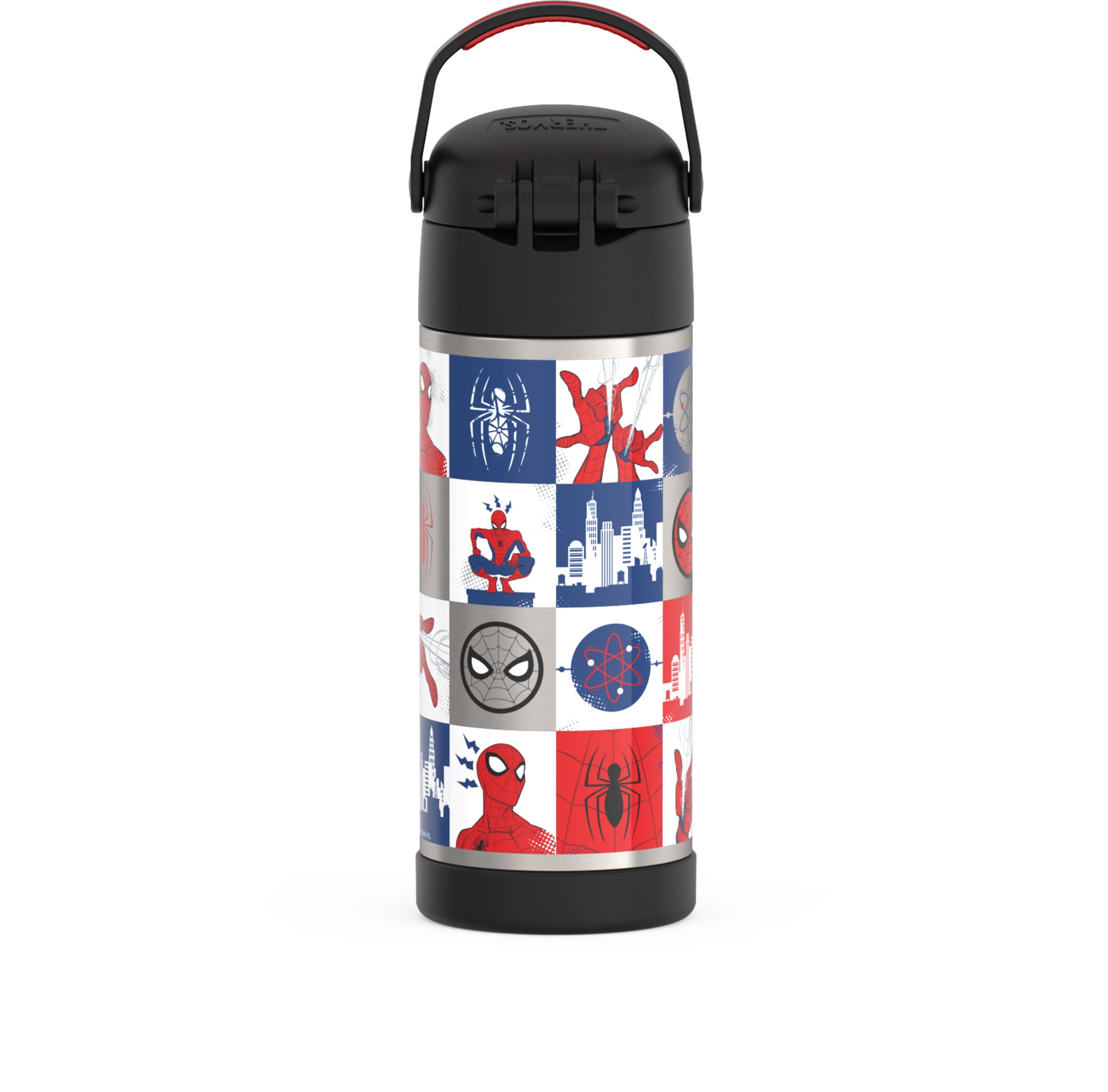 Thermos Funtainer Stainless Steel Vacuum Insulated Bottle with Covered Straw for Kids, Spiderman, 14oz