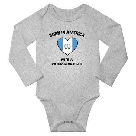 

Born in America With a Guatemalan Heart Baby Long Sleeve Romper (Gray 24 Months)