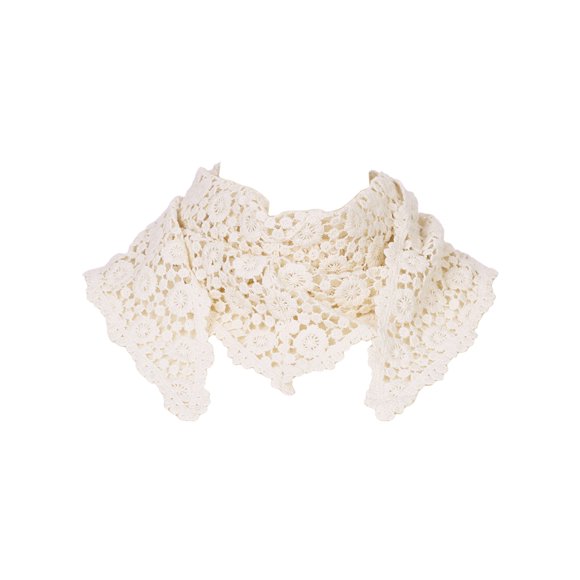 Inspire Chic Bufandas de Algodón de Flores de Croché, Pequeña Capa Chal Triangular Cubierta de Cabeza Velo de Iglesia para Misa Boda 43.3x15.7" Beige