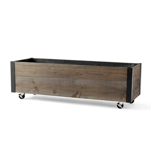 Better Homes Gardens Cedar Raised Garden Bed With Wheels Driftwood Grey Walmart Com Walmart Com